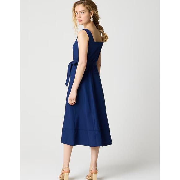 NWT J.Crew Button Front Belted Midi Dress Antique Navy Size 10 - Picture 2 of 7